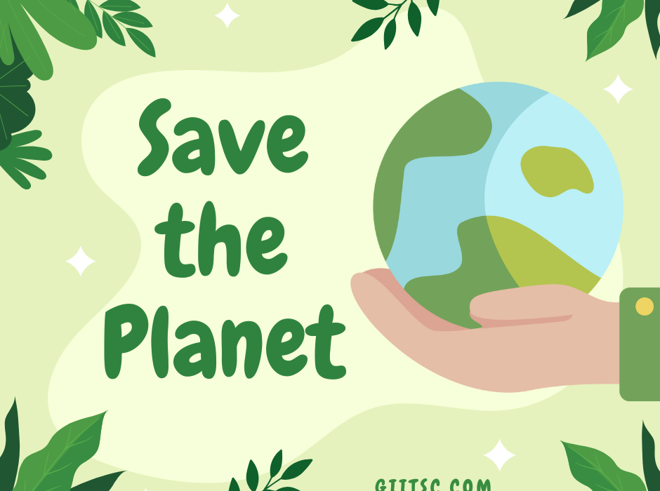 Green Save The Planet Flat Illustrative giitsc