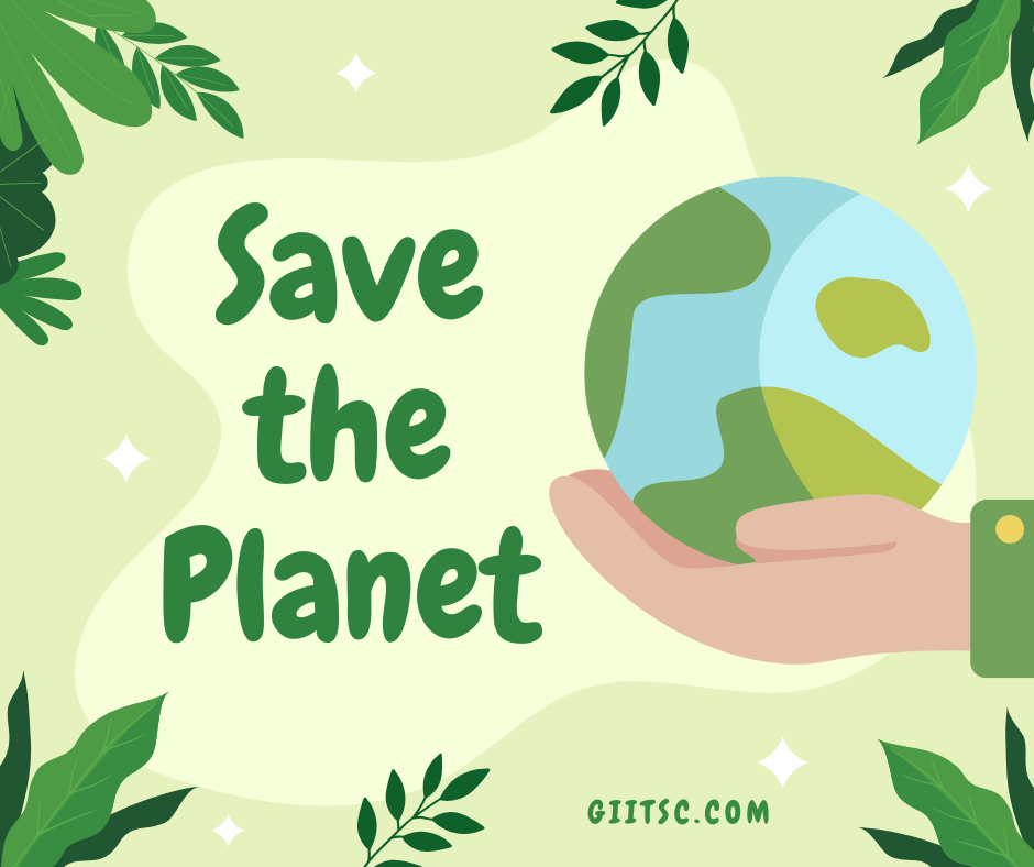 Green Save The Planet Flat Illustrative giitsc